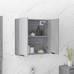 Berkfield Bathroom Mirror Cabinet Grey Sonoma 64X20X67 Cm - thumbnail 4