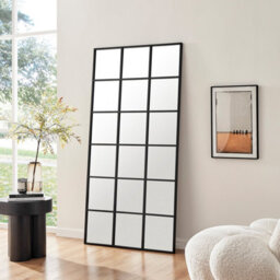 Furniturebox Uk Yoko Large Full Length Black Window Wall Mirror - thumbnail 2