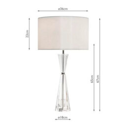 Xample Risha Crystal Table Lamp Faceted Hourglass Base Polished Nickel Detail Ivory Faux Silk Shade E27 Bulb Required - thumbnail 2