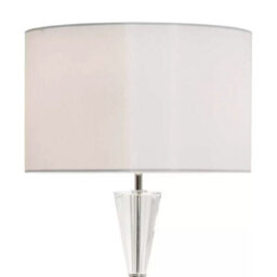 Xample Risha Crystal Table Lamp Faceted Hourglass Base Polished Nickel Detail Ivory Faux Silk Shade E27 Bulb Required - thumbnail 5
