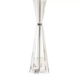 Xample Risha Crystal Table Lamp Faceted Hourglass Base Polished Nickel Detail Ivory Faux Silk Shade E27 Bulb Required - thumbnail 4
