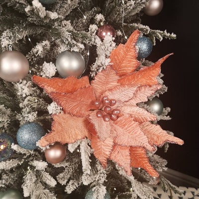 Samuel Alexander 68Cm Frosted Light Coral Pink Poinsettia Stem Christmas Decoration - image 1