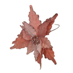 Samuel Alexander 68Cm Frosted Light Coral Pink Poinsettia Stem Christmas Decoration - thumbnail 8