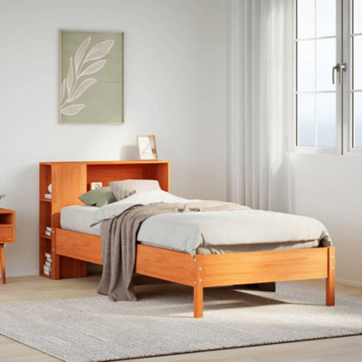 Berkfield Bookcase Bed Without Mattress Wax Brown 100X200Cm Solid Wood Pine - image 1