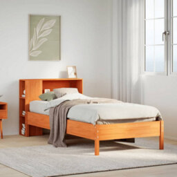 Berkfield Bookcase Bed Without Mattress Wax Brown 100X200Cm Solid Wood Pine - thumbnail 1