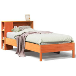 Berkfield Bookcase Bed Without Mattress Wax Brown 100X200Cm Solid Wood Pine - thumbnail 2