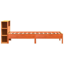 Berkfield Bookcase Bed Without Mattress Wax Brown 100X200Cm Solid Wood Pine - thumbnail 5