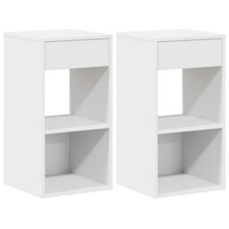 Berkfield Bedside Cabinets With Drawer 2 Pcs White 35X34X66.5 Cm - thumbnail 2