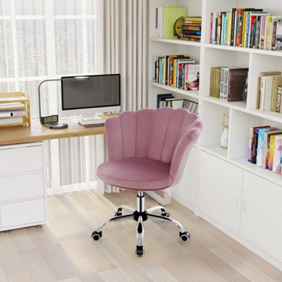 Upholstered Velvet Arm Chair With Universal Wheels Pink - image 1