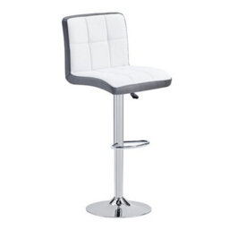 Furniture in Fashion Topaz Glass Grey Gloss Bar Table With 4 Copez White Grey Stools - thumbnail 3