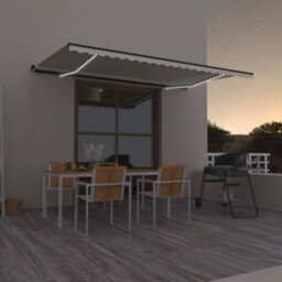 Berkfield Manual Retractable Awning With Led 500X300 Cm Cream - thumbnail 1