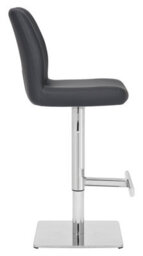 Lamboro Ravenna Deluxe Breakfast Bar Stool, Chrome Footrest, Height Adjustable Swivel Gas Lift, Home Bar & Kitchen Leather Barstool, Grey - thumbnail 2