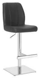 Lamboro Ravenna Deluxe Breakfast Bar Stool, Chrome Footrest, Height Adjustable Swivel Gas Lift, Home Bar & Kitchen Leather Barstool, Grey - thumbnail 1
