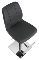 Lamboro Ravenna Deluxe Breakfast Bar Stool, Chrome Footrest, Height Adjustable Swivel Gas Lift, Home Bar & Kitchen Leather Barstool, Grey - thumbnail 6