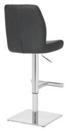 Lamboro Ravenna Deluxe Breakfast Bar Stool, Chrome Footrest, Height Adjustable Swivel Gas Lift, Home Bar & Kitchen Leather Barstool, Grey - thumbnail 4