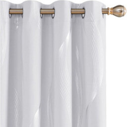 Deconovo Curtains 46 X 54 Inch Line Foil Printed Blackout Curtains Thermal Eyelet Curtains For Living Room Silver Grey 1 Pair - thumbnail 5