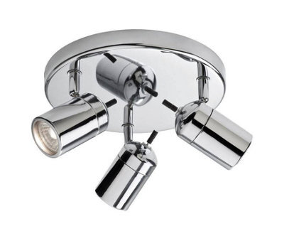 Luminosa Lighting Luminosa Atlantic 3 Light Flush Bathroom Ceiling Light Chrome Ip44, Gu10