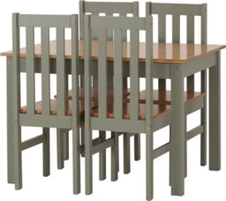 Seconique Ludlow Dining Set With 4 Green Chairs Oak Effect Table - thumbnail 2