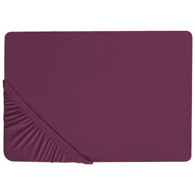 Beliani Fitted Sheet Janbu Cotton 180 X 200 Cm Burgundy - image 1