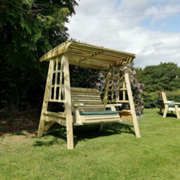 Churnet Valley Garden Furniture Ltd Antoinette Garden Swing Seat - Seats Two - L125 X W180 X H185 Cm - Minimal Assembly Required - Set Of Waterproof Cushions Included - thumbnail 3