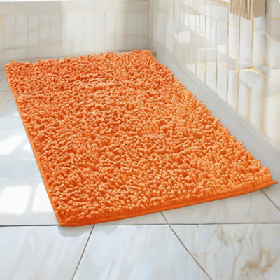 Extra Large Chenille Bath Mat Soft Bathroom Rugs Water Absorbent Pedestal Mats Orange 40 X 120 Cm
