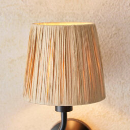 Luminosa Lighting Luminosa Wriggle Wall Lamp With Shade Matt Black, Natural Raffia, 1X E14 - thumbnail 5