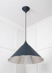 From the Anvil Hammered Nickel Hockley Pendant In Soot - thumbnail 5