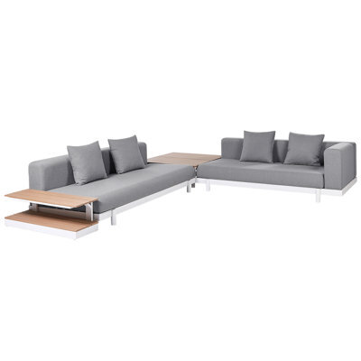 Beliani Garden Corner Sofa With Table 5 Seater Missanello Grey - image 1