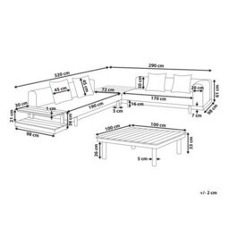 Beliani Garden Corner Sofa With Table 5 Seater Missanello Grey - thumbnail 3