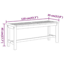 Berkfield Garden Bench 110X35X45 Cm Solid Wood Acacia - thumbnail 7
