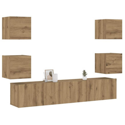 Berkfield Wall Mounted Tv Cabinets 6 Pcs Artisan Oak Engineered Wood - image 1