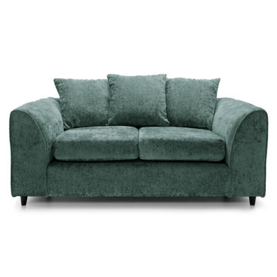 Furnishings For Less UK Monaco Chenille Fabric 2 Seater Sofa Teal Scatter Back - image 1