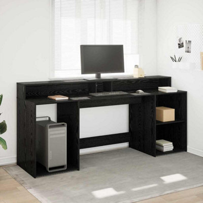 Berkfield Desk Black Oak 200X55X91 Cm Engineered Wood - image 1