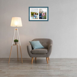 AK Frames 20X14 Navy Blue Modern Multi Photo Frame With White Mount - Holds 2 Apertures (2X) A4 Photos - thumbnail 3
