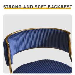 Set Of 2 Blue Corduroy Bar Stools Gas Lift Breakfast Kitchen Bar Paded Chairs - thumbnail 3