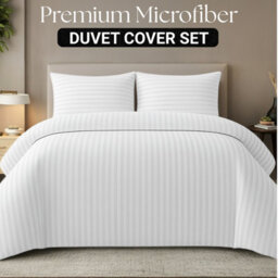 Lazzaro Luxury Satin Stripe King Duvet Cover Set In Premium Microfibre Hotel Quality Hypoallergenic Quilt Bedding Sets