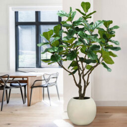 Xample Artificial 8Ft Fig Tree With Lifelike Leaves & Hand-Painted Trunk In Artisan Planter Large Indoor Faux Potted Plant Décor - thumbnail 1