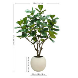 Xample Artificial 8Ft Fig Tree With Lifelike Leaves & Hand-Painted Trunk In Artisan Planter Large Indoor Faux Potted Plant Décor - thumbnail 2