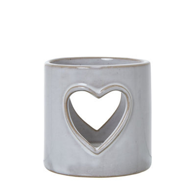 White Ceramic Heart Cut-Out Tealight Holder For Romantic Decor - image 1