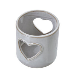 White Ceramic Heart Cut-Out Tealight Holder For Romantic Decor - thumbnail 2