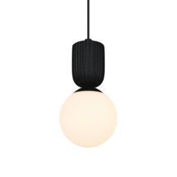 Nordlux Sadie Ceramic Pendant Light Ribbed Black,mains - thumbnail 4