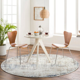 Livabliss Round Roma-Abstract Grey Blue Brown Modern Marble Living Dining Bedroom Rug 160 X 160 Cm Easy Care, Non Shedding - thumbnail 2