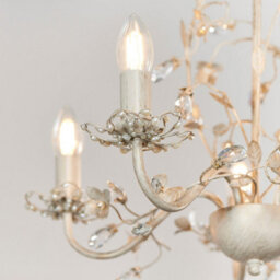 Luminosa Lighting Luminosa Lullaby 5 Light Multi Arm Ceiling Pendant Flower Design Cream With Brushed Gold, Pearl Effect Acrylic, E14 - thumbnail 4
