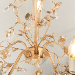 Luminosa Lighting Luminosa Lullaby 5 Light Multi Arm Ceiling Pendant Flower Design Cream With Brushed Gold, Pearl Effect Acrylic, E14 - thumbnail 5