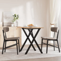 Berkfield Dining Table X-Frame 80X50X75.5 Cm Solid Wood Pine And Steel - thumbnail 3