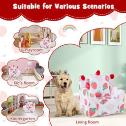 Costway Kids Sofa Chair Foam Filled Armchair Toddler Upholstered Couch W/ Padded Pillow - thumbnail 8