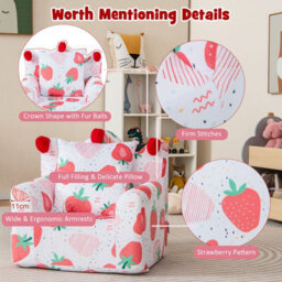 Costway Kids Sofa Chair Foam Filled Armchair Toddler Upholstered Couch W/ Padded Pillow - thumbnail 7