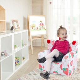 Costway Kids Sofa Chair Foam Filled Armchair Toddler Upholstered Couch W/ Padded Pillow - thumbnail 9