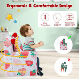 Costway Kids Sofa Chair Foam Filled Armchair Toddler Upholstered Couch W/ Padded Pillow - thumbnail 5