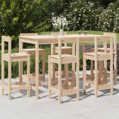 Berkfield 7 Piece Garden Bar Set Solid Wood Pine - image 1